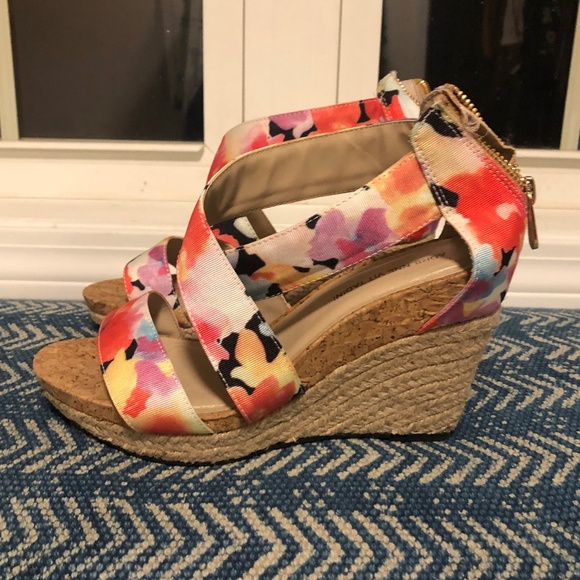 Adrienne Vittadini Shoes - Adrienne Vittadini Floral Strapped Wedge Heels